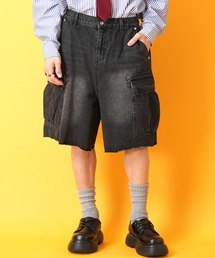 a.p.o.v. オーバーダイ＆カットオフデニムハーフパンツ