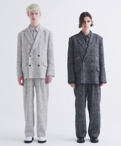 23AW TWEED PLEATS ジャケット サイズ1 COLOR NEP CALZE + ETERMINE TWEED JACKET WITH KNIT SWITCHING