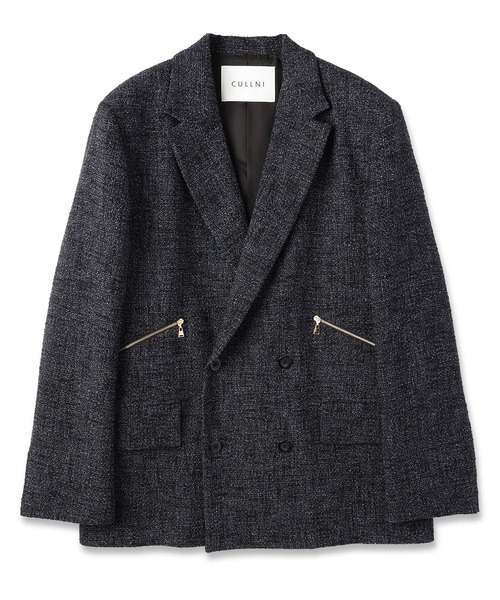 CULLNI（クルニ）の「24-AW-028B / Butcher Tweed Zip Pocket Tailored Jacket（テーラードジャケット・メンズ・ホワイト/ネイビー/ブラック・1/2/0）」の6枚目の写真