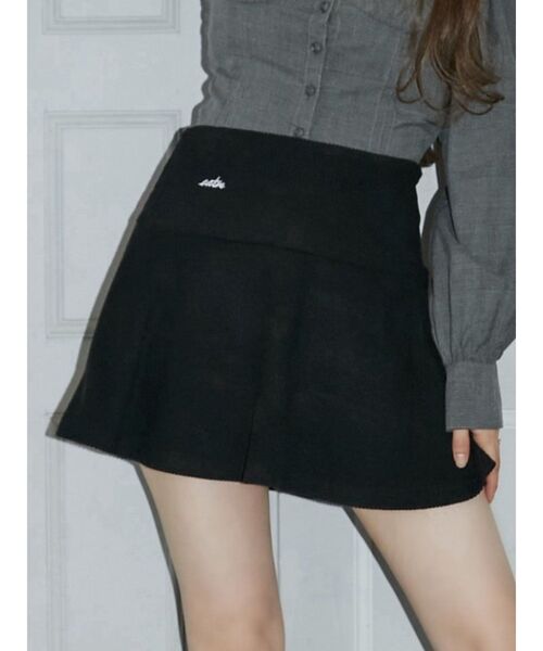 EATME（イートミー）の「リブミニスカート（セットアップ可能）（スカート・レディース・ブラック/ピンク/アイボリー/ブラウン・FREE）」の3枚目の写真