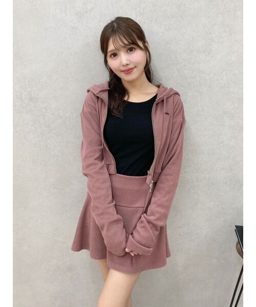 EATME（イートミー）の「リブミニスカート（セットアップ可能）（スカート・レディース・ブラック/ピンク/アイボリー/ブラウン・FREE）」の8枚目の写真