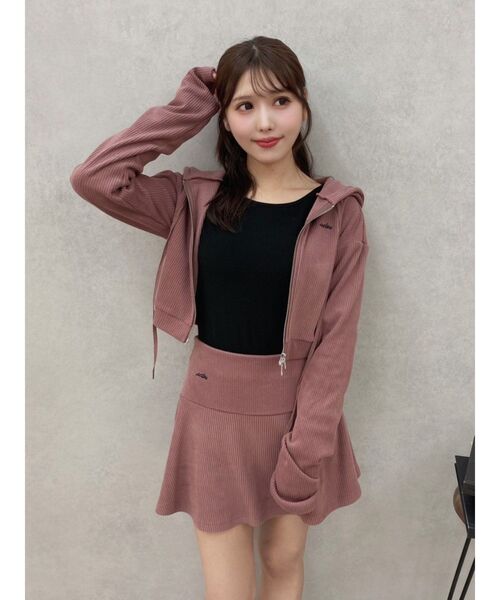 EATME（イートミー）の「リブミニスカート（セットアップ可能）（スカート・レディース・ブラック/ピンク/アイボリー/ブラウン・FREE）」の9枚目の写真