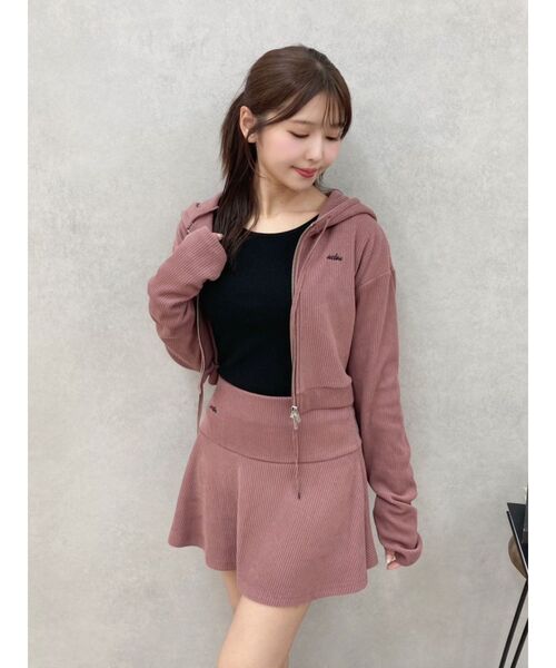 EATME（イートミー）の「リブミニスカート（セットアップ可能）（スカート・レディース・ブラック/ピンク/アイボリー/ブラウン・FREE）」の10枚目の写真