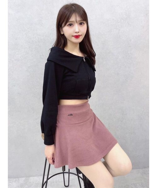 EATME（イートミー）の「リブミニスカート（セットアップ可能）（スカート・レディース・ブラック/ピンク/アイボリー/ブラウン・FREE）」の11枚目の写真