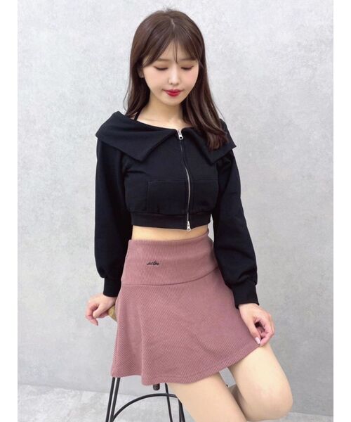 EATME（イートミー）の「リブミニスカート（セットアップ可能）（スカート・レディース・ブラック/ピンク/アイボリー/ブラウン・FREE）」の12枚目の写真