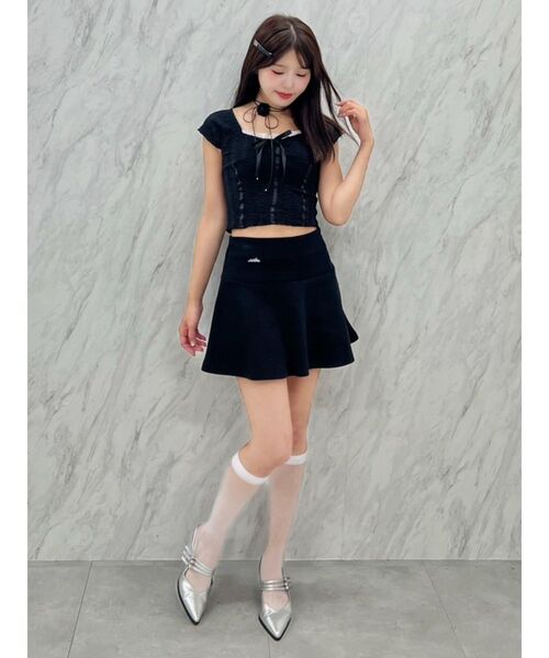 EATME（イートミー）の「リブミニスカート（セットアップ可能）（スカート・レディース・ブラック/ピンク/アイボリー/ブラウン・FREE）」の13枚目の写真