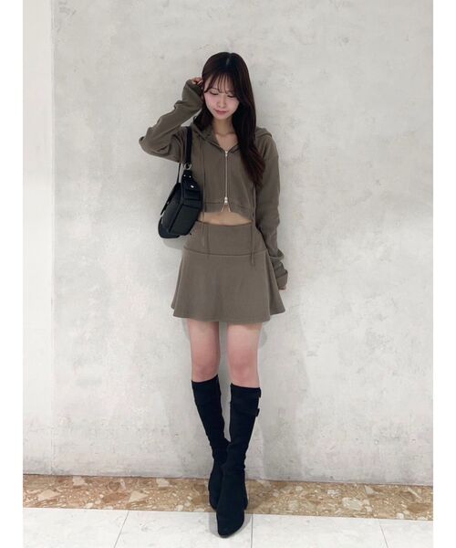 EATME（イートミー）の「リブミニスカート（セットアップ可能）（スカート・レディース・ブラック/ピンク/アイボリー/ブラウン・FREE）」の15枚目の写真