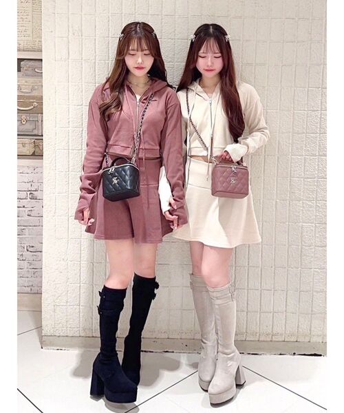 EATME（イートミー）の「リブミニスカート（セットアップ可能）（スカート・レディース・ブラック/ピンク/アイボリー/ブラウン・FREE）」の19枚目の写真