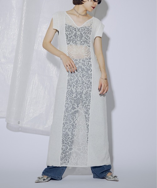 Ezick（エジック）の「Tiny spangle シアーニットドレス