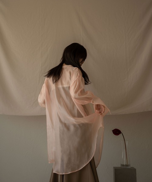 mideal（マイディール）の「long sheer shirt / ロングシアーシャツ（シャツ/ブラウス・レディース・ピンク/グリーン/オフホワイト・FREE）」の15枚目の写真