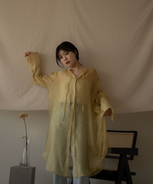 クリスマスツリー特価！ sheer セール】long shirt ロングシアーシャツ（シャツ / トップス
