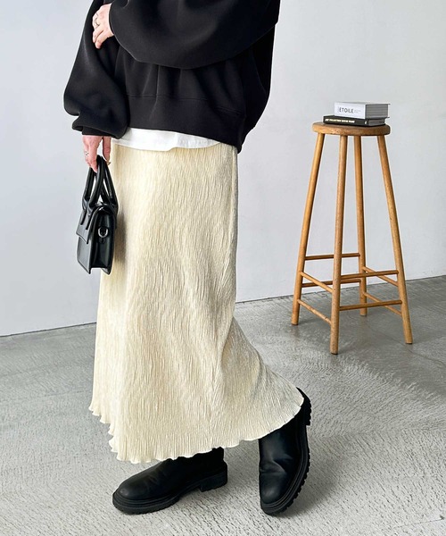 セール】【新色追加】すっきり見え！ベロアプリーツバックスリット