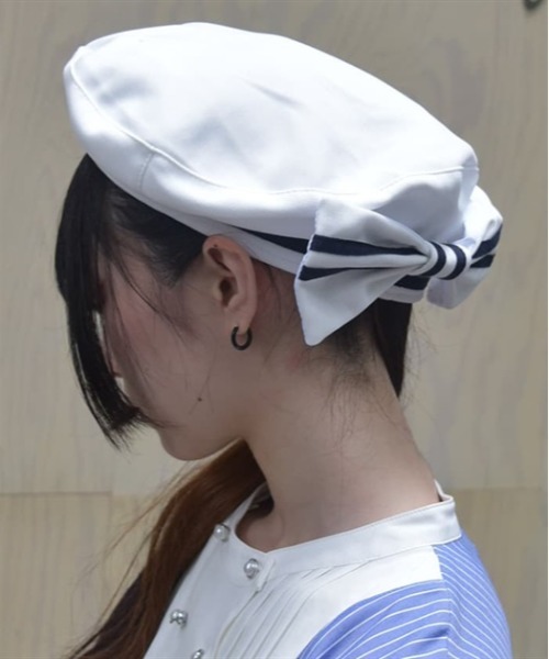 axes femme(アクシーズファム)の「マリン風バックリボンベレー(ハンチング/ベレー帽・レディース・ブラック/ホワイト・FREE)」の2枚目の写真