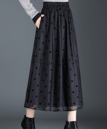 リバーシブルチュールプリーツ水玉柄スカート
