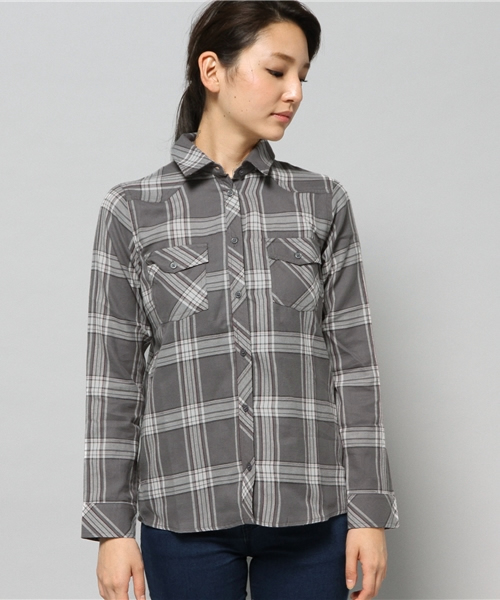 AZUL by moussy（アズールバイマウジー）の「起毛チェックヨーク切替長袖シャツ（シャツ/ブラウス・レディース・ダークネイビー/レッド/グレー系その他/レッド系その他・SMALL/LARGE/X-LARGE/MEDIUM）」の10枚目の写真