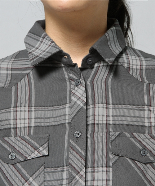 AZUL by moussy（アズールバイマウジー）の「起毛チェックヨーク切替長袖シャツ（シャツ/ブラウス・レディース・ダークネイビー/レッド/グレー系その他/レッド系その他・SMALL/LARGE/X-LARGE/MEDIUM）」の5枚目の写真