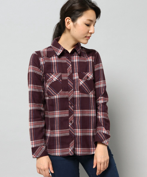 AZUL by moussy（アズールバイマウジー）の「起毛チェックヨーク切替長袖シャツ（シャツ/ブラウス・レディース・ダークネイビー/レッド/グレー系その他/レッド系その他・SMALL/LARGE/X-LARGE/MEDIUM）」の17枚目の写真