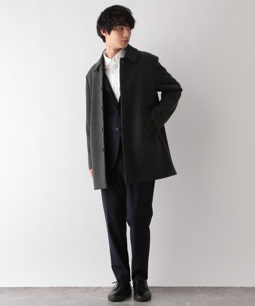 GLOBAL WORK（グローバルワーク）の「軽やかストレッチショートステンカラーコート/115776（ステンカラーコート・メンズ・ブラウン系5/ブラック/チャコール/ネイビー・SMALL/MEDIUM/LARGE/X-LARGE）」の22枚目の写真