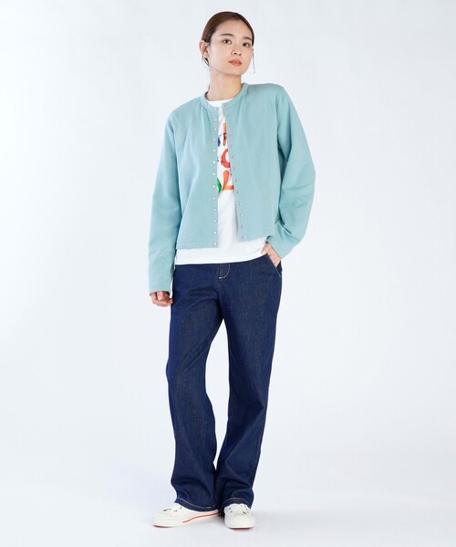 agnes b.(アニエスベー)の「オーガニックコットン メルトン 長袖 カーディガンプレッション "Le Classique"(カーディガン/ボレロ・レディース・グリーン系その他・2/3/1)」の3枚目の写真