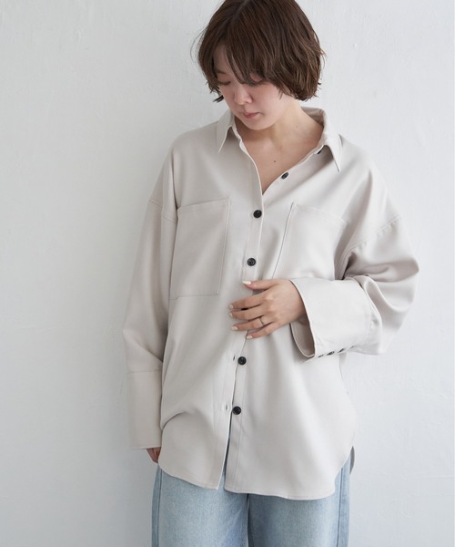 notch.(ノッチ)の「ビッグカフスシャツ(シャツ/ブラウス・レディース・オフホワイト/ブラック/ベージュ・M)」の22枚目の写真