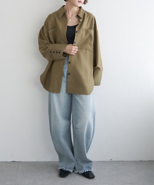 notch.(ノッチ)の「ビッグカフスシャツ(シャツ/ブラウス・レディース・オフホワイト/ブラック/ベージュ・M)」の18枚目の写真