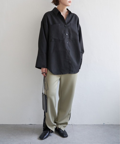FORME 撥水ビッグシャツ　ブラック　フォルム ビッグカフスシャツ（シャツ/ブラウス）｜notch.（ノッチ）の
