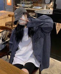 【 MEMECLE / メメクル 】オーバーサイズ チェック　ルーズシルエットシャツ
