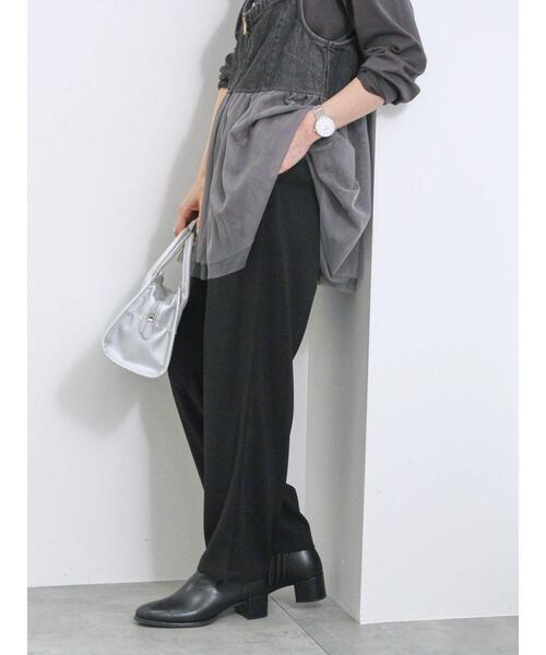 Samansa Mos2 blue（サマンサモスモスブルー）の「パウダーツイルテーパードイージーパンツ（その他パンツ・レディース・ベージュ/チャコールグレー/ブラック/グレー・F）」の2枚目の写真