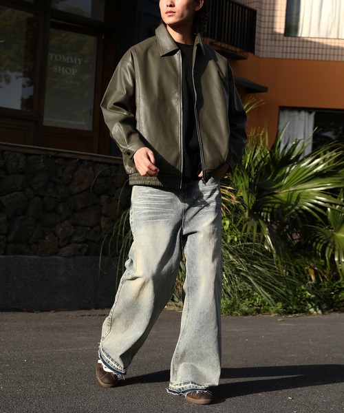 TOBEE（トゥビー）の「【Tobee】ヴィンテージ レザー ブルゾン/ ジャケット（ブルゾン・メンズ・グリーン/ブラック/ブラウン・SMALL/MEDIUM/LARGE）」の7枚目の写真