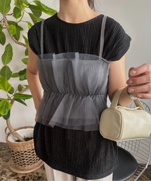 Amiur | rib tulle docking bustier / リブチュールドッキングビスチェ(キャミソール)