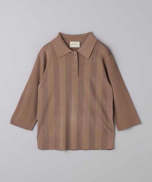 UNITED ARROWS(ユナイテッドアローズ)の「ランダムリブ ポロニット(ニット/セーター・レディース・オフホワイト/ブラック/ブラウン・FREE)」の3枚目の写真