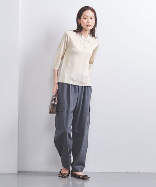 UNITED ARROWS(ユナイテッドアローズ)の「ランダムリブ ポロニット(ニット/セーター・レディース・オフホワイト/ブラック/ブラウン・FREE)」の14枚目の写真