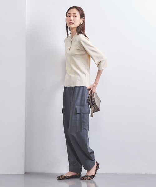 UNITED ARROWS(ユナイテッドアローズ)の「ランダムリブ ポロニット(ニット/セーター・レディース・オフホワイト/ブラック/ブラウン・FREE)」の15枚目の写真