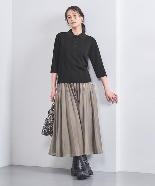 UNITED ARROWS(ユナイテッドアローズ)の「ランダムリブ ポロニット(ニット/セーター・レディース・オフホワイト/ブラック/ブラウン・FREE)」の18枚目の写真
