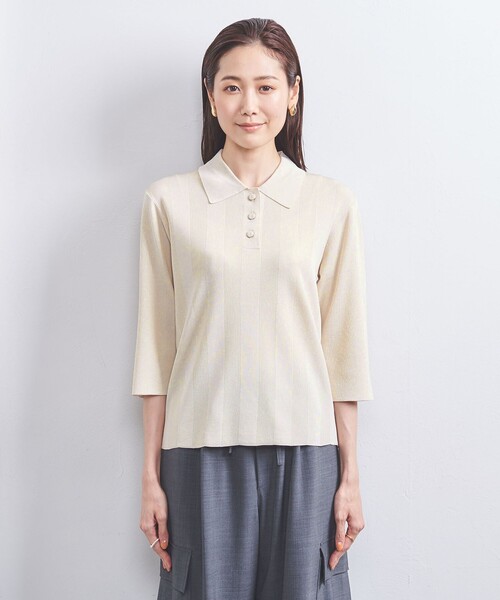 UNITED ARROWS(ユナイテッドアローズ)の「ランダムリブ ポロニット(ニット/セーター・レディース・オフホワイト/ブラック/ブラウン・FREE)」の19枚目の写真