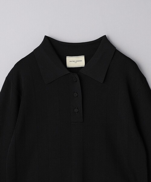 UNITED ARROWS(ユナイテッドアローズ)の「ランダムリブ ポロニット(ニット/セーター・レディース・オフホワイト/ブラック/ブラウン・FREE)」の6枚目の写真