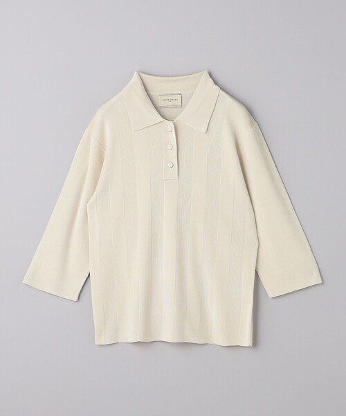 UNITED ARROWS(ユナイテッドアローズ)の「ランダムリブ ポロニット(ニット/セーター・レディース・オフホワイト/ブラック/ブラウン・FREE)」の8枚目の写真