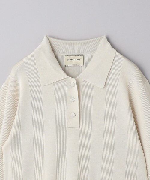 UNITED ARROWS(ユナイテッドアローズ)の「ランダムリブ ポロニット(ニット/セーター・レディース・オフホワイト/ブラック/ブラウン・FREE)」の10枚目の写真