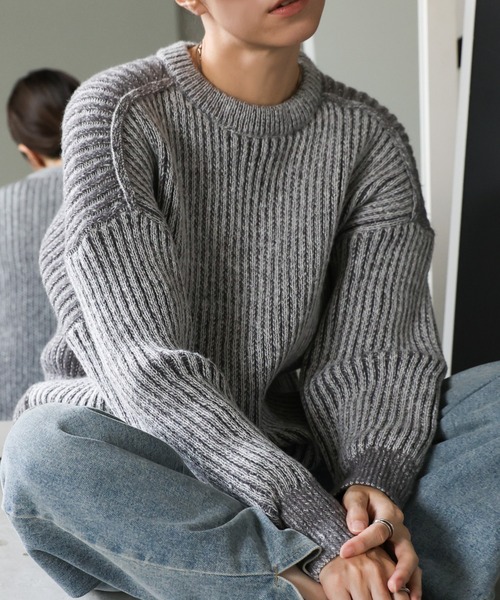 セール】メランジ配色リブニットトップス（ニット/セーター）｜select