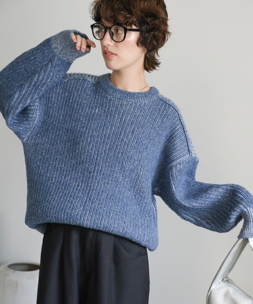 select MOCA(セレクトモカ)の「メランジ配色リブニットトップス(ニット/セーター・レディース・ブルー/グレー/ブラウン・FREE)」の20枚目の写真
