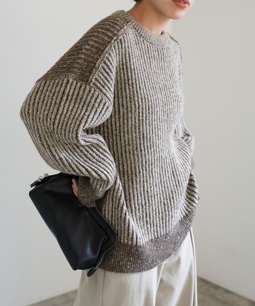 select MOCA(セレクトモカ)の「メランジ配色リブニットトップス(ニット/セーター・レディース・ブルー/グレー/ブラウン・FREE)」の13枚目の写真