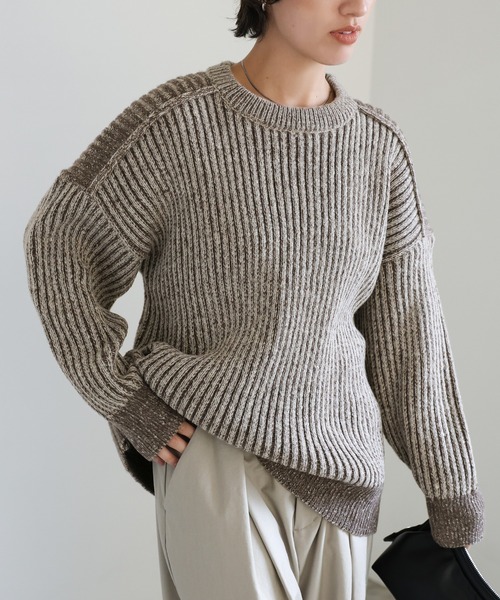 select MOCA(セレクトモカ)の「メランジ配色リブニットトップス(ニット/セーター・レディース・ブルー/グレー/ブラウン・FREE)」の18枚目の写真