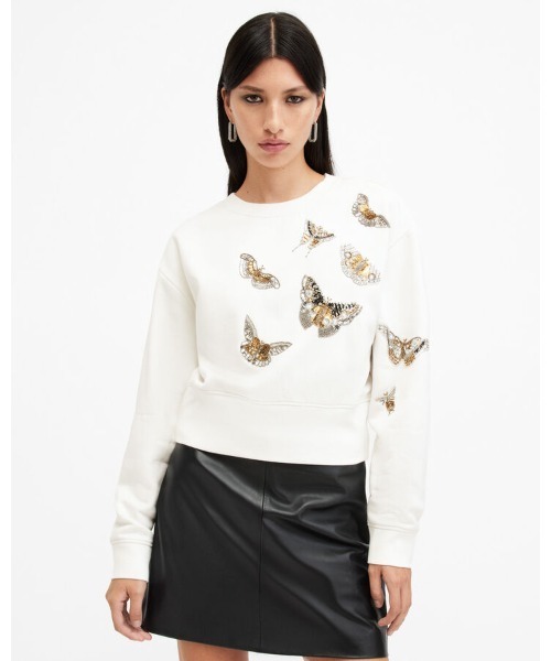 ALLSAINTS(オールセインツ)の「SEPARO BUTTERFLY EMBELLISHED SWEATSHIRT | SEPARO バタフライ 刺繍 スウェットシャツ(スウェット・レディース・ホワイト・S/M/XS)」の1枚目の写真