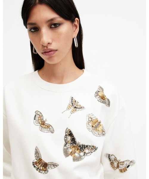 ALLSAINTS(オールセインツ)の「SEPARO BUTTERFLY EMBELLISHED SWEATSHIRT | SEPARO バタフライ 刺繍 スウェットシャツ(スウェット・レディース・ホワイト・S/M/XS)」の6枚目の写真