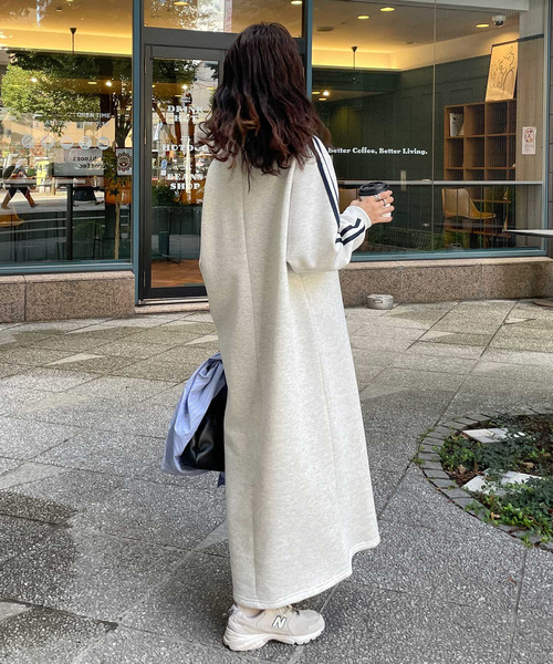 Chillfar（チルファー）の「袖ラインワンピース（ワンピース・レディース・杢グレー/ブラック/オートミール/ネイビー/ホワイト/チャコール/ブルー・MEDIUM/LARGE）」の19枚目の写真