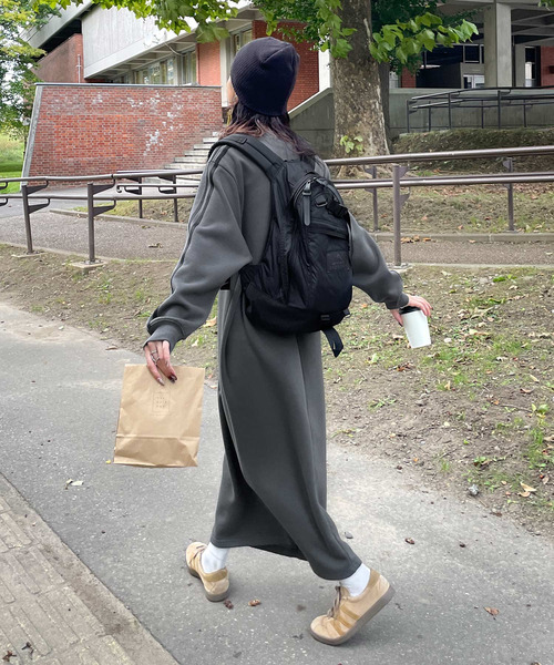 Chillfar（チルファー）の「袖ラインワンピース（ワンピース・レディース・杢グレー/ブラック/オートミール/ネイビー/ホワイト/チャコール/ブルー・MEDIUM/LARGE）」の10枚目の写真