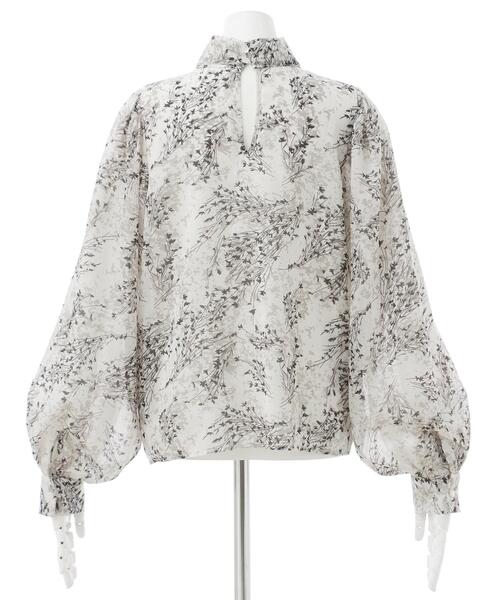 INGNI（イング）の「花柄シアー2Wayリボンブラウス（シャツ/ブラウス・レディース・ホワイト×ブラック/ピンク・M）」の5枚目の写真