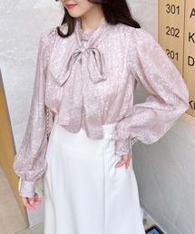花柄シアー2Wayリボンブラウス