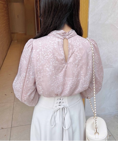 INGNI（イング）の「花柄シアー2Wayリボンブラウス（シャツ/ブラウス・レディース・ホワイト×ブラック/ピンク・M）」の12枚目の写真