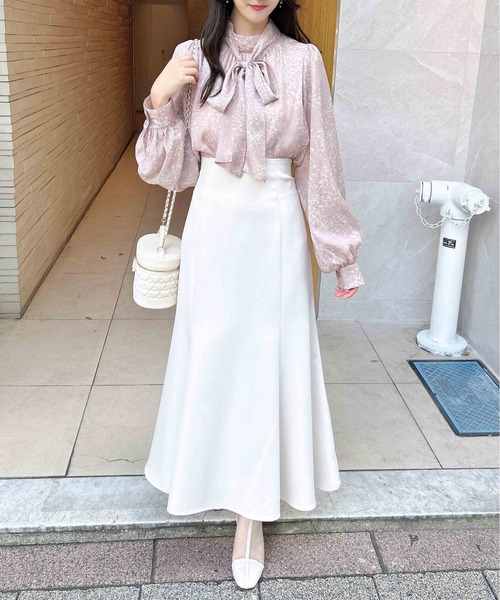 INGNI（イング）の「花柄シアー2Wayリボンブラウス（シャツ/ブラウス・レディース・ホワイト×ブラック/ピンク・M）」の13枚目の写真